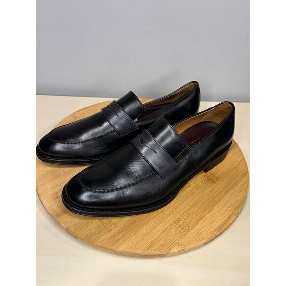 BRUNO MAGLI Men\'s Arezzo Leather Slip On Two Tone Penny Loafers Black Size 7.5‎